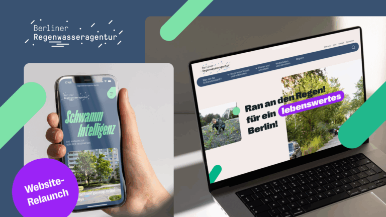 Computer und Smartphone mit neuer Website der Regenwasseragentur