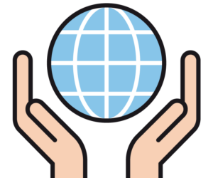 Hand hält Weltkugel